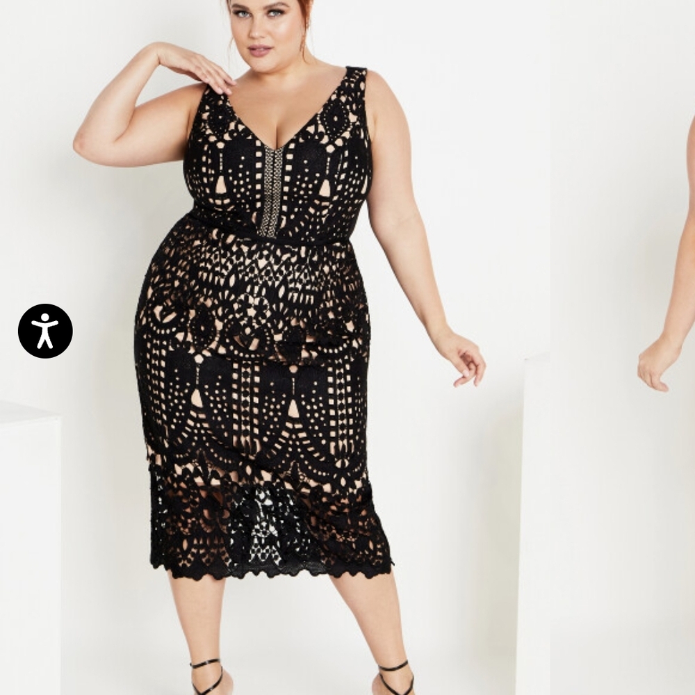 NWT City Chic Black Lace Midi Dress